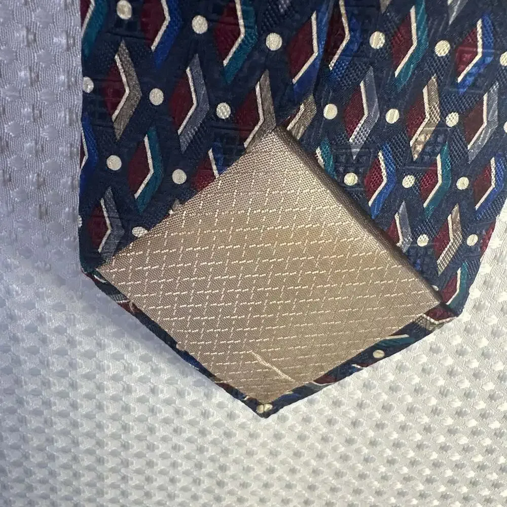 Pierre Balmain Couture Vintage 100% Silk Geometric Diamond Men's Necktie